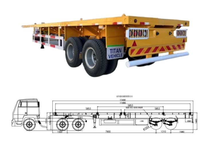 2 Axle Flatbed Trailer