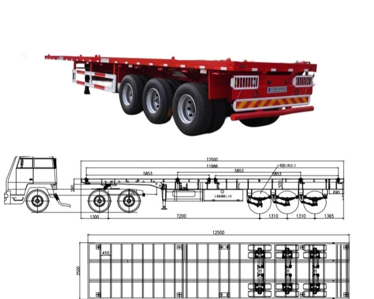 3 Axle 40Ft Flatbed Trailer 