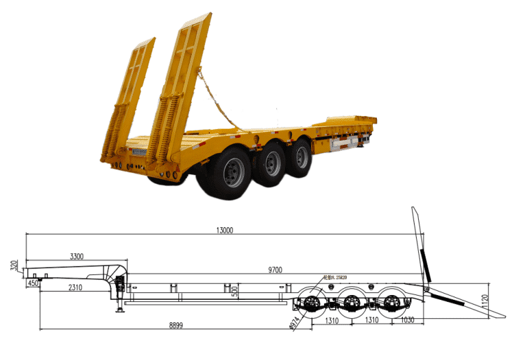 3 Axle Lowbed Trailer Truck