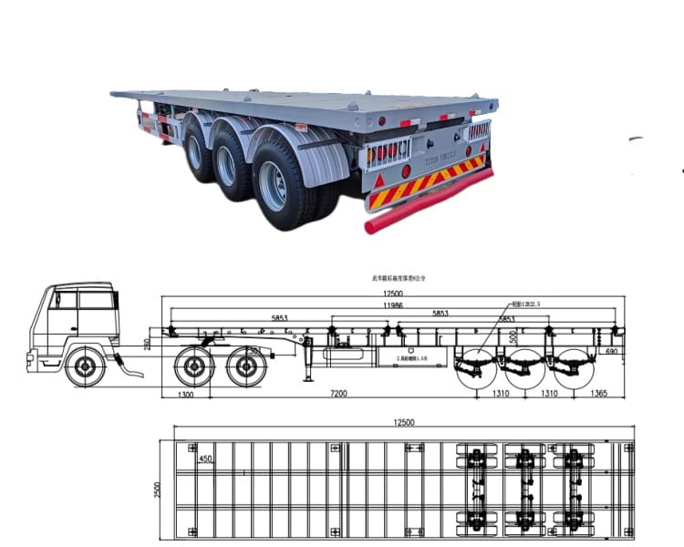 40Ft 3 Axle Flatbed Semi Trailer