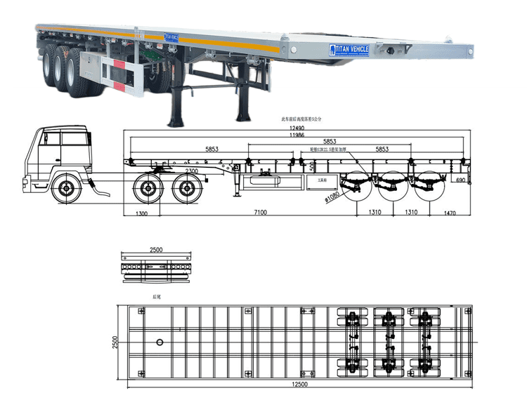 3 Axle 40 Feet Semi Truck Flatbed Trailer for Sale Price in Cameroon
