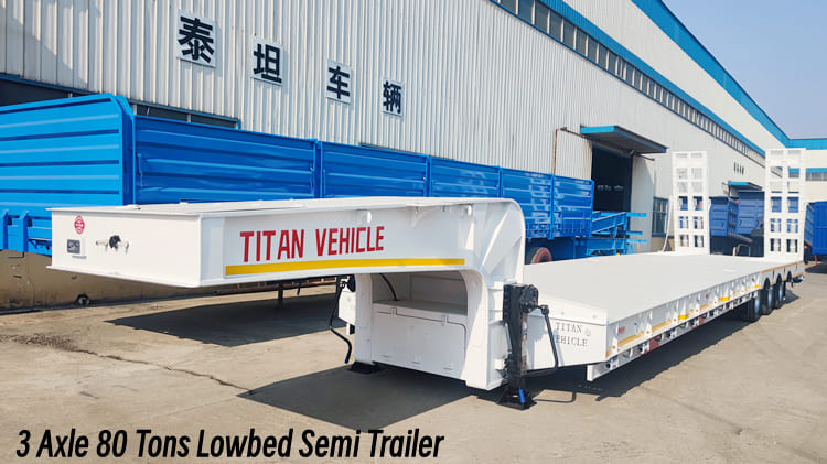 3 Axle 80 Tons Lowbed Semi Trailer for Sale in Cameroon Douala