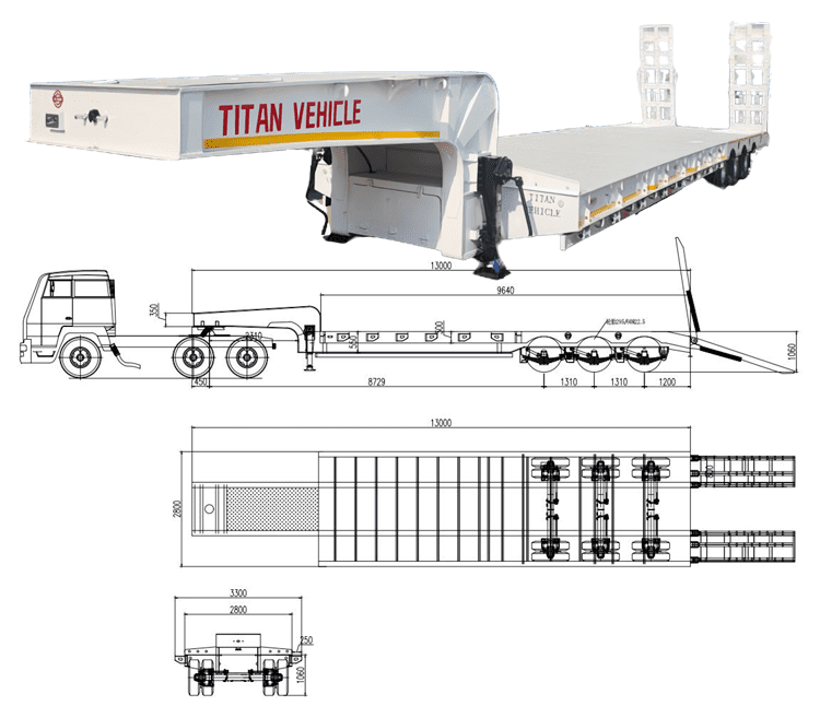 3 Axle 80 Tons Lowbed Semi Trailer for Sale in Cameroon Douala