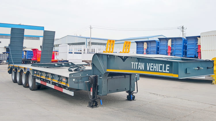 4 Axle 100 Tons Hydraulic Low Bed Semi Trailer for Sale in Cameroon 