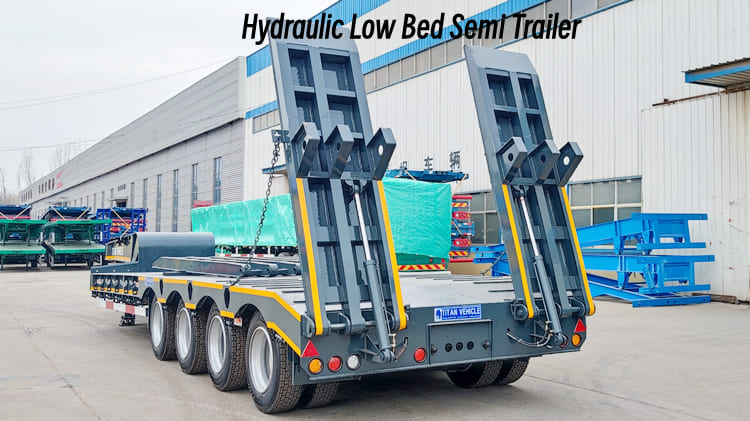 4 Axle 100 Tons Hydraulic Low Bed Semi Trailer for Sale in Cameroon 