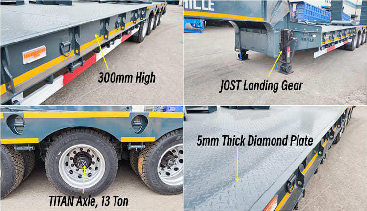 4 Axle 100 Tons Hydraulic Low Bed Semi Trailer for Sale in Cameroon 