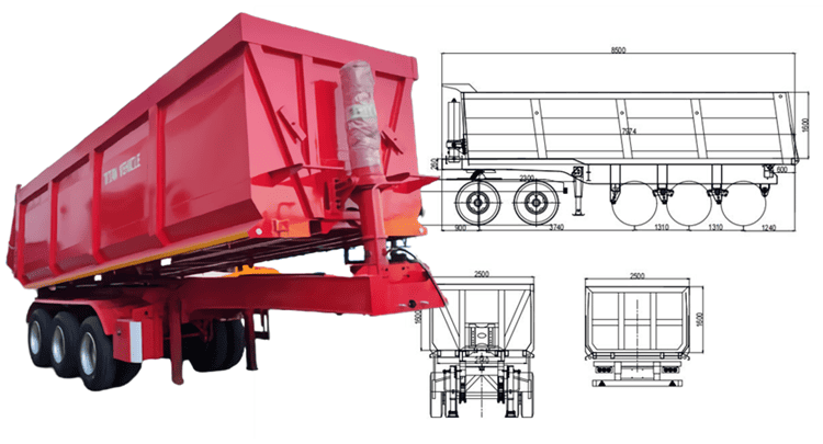 3 Axle 35CBM Dumper Semi Trailer for Sale in Cameroon Douala