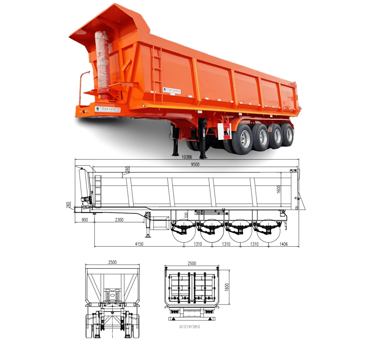 4 Axle Dump Truck Semi Trailer for Sale in Cameroon 