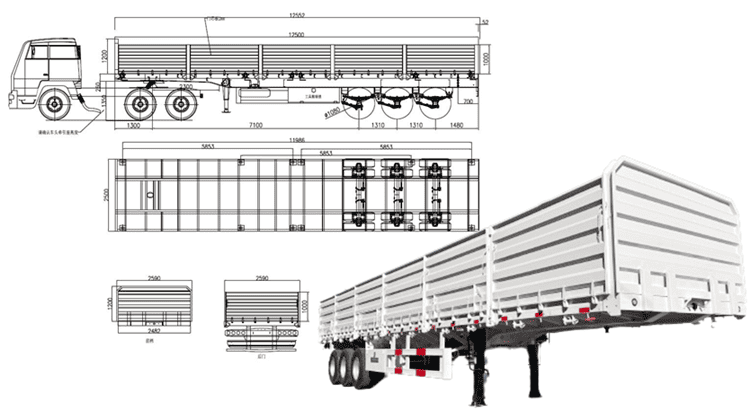 New 3 Axle 40 Ft Side Wall Semi Trailer for Sale in Cameroon Douala
