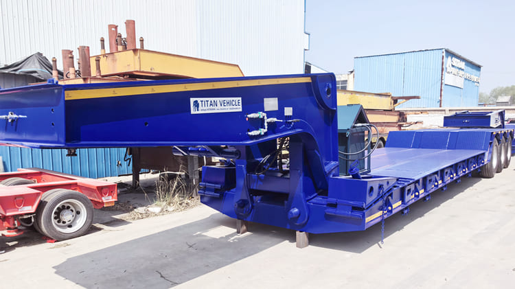 3 Axle 80 Ton RGN Lowboy Trailer for Sale in Cameroon 