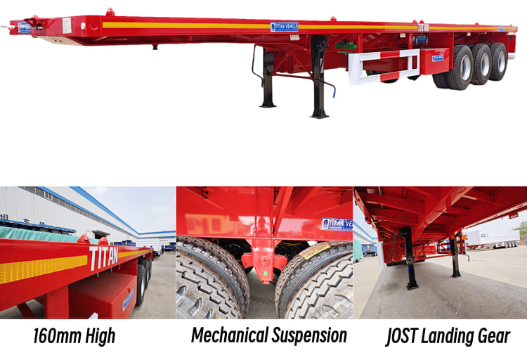 3 Axle 40 Ft Flatbed Semi Trailer for Sale in Cameroon