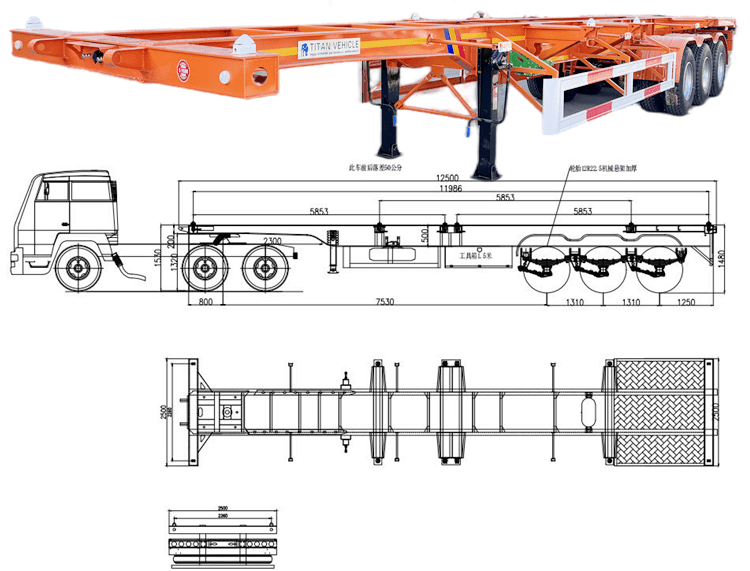2024 New Tri Axle 40 Ft Skeleton Semi Trailer for Sale in Cameroon