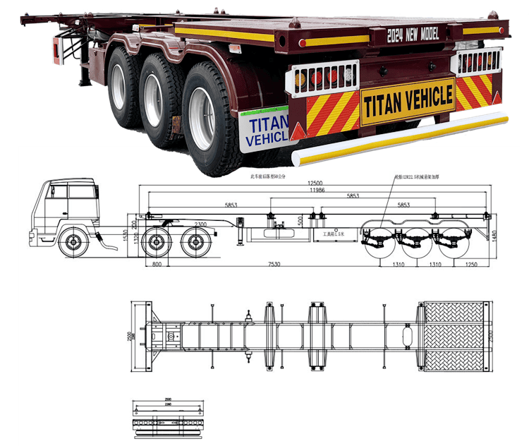 New 40 Ft Tri Axle Skeletal Semi Trailer for Sale in Cmaeroon Douala