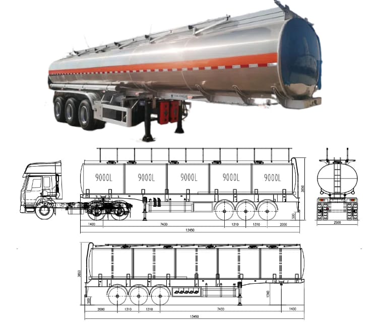 45000 Liters Aluminum Diesel Fuel Tanker for Sale in Cameroon Kribi