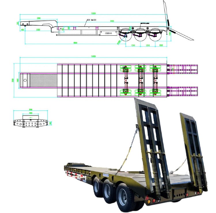 3 Axle Low Low Bed Trailer Truck Price in Cameroon Yaounde