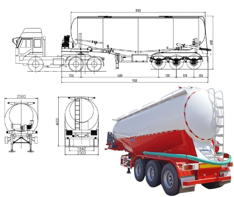 Tri Axle 40 CBM Bulk Cement Trailer for Sale in Cameroon Douala