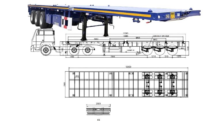 2025 New Tri Axle Flat Bed Semi Trailer for Sale in Cameroon Douala